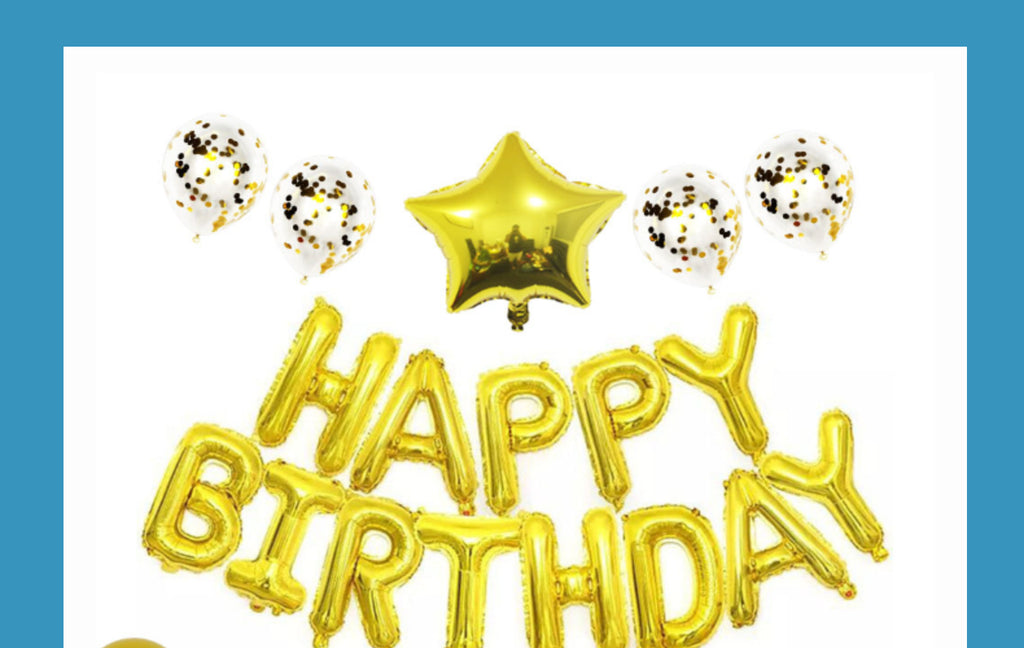 Happy Birthday Foil Letter Banner + Star Balloon Set