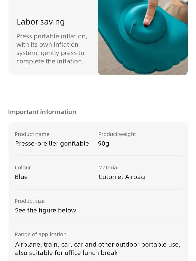 U-Shape Travel Pillow - Inflatable Neck Pillow