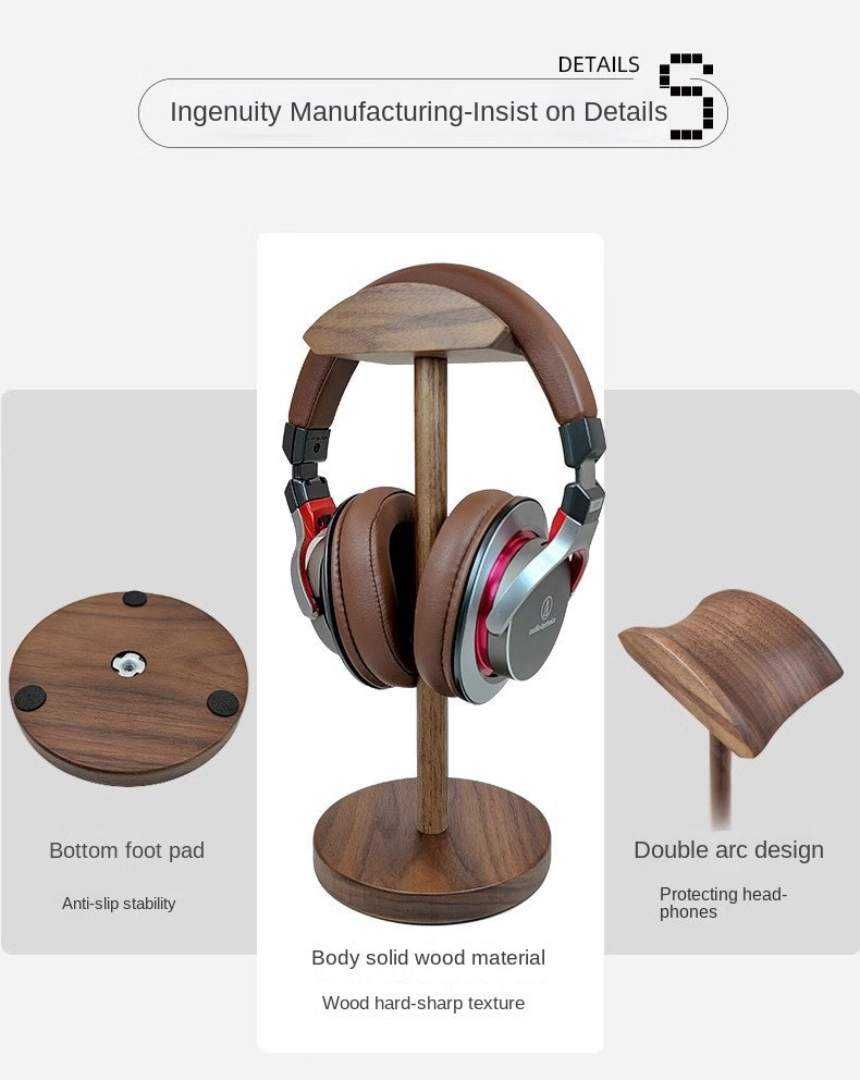 Wooden Headset Stand Desktop Earphone Rack