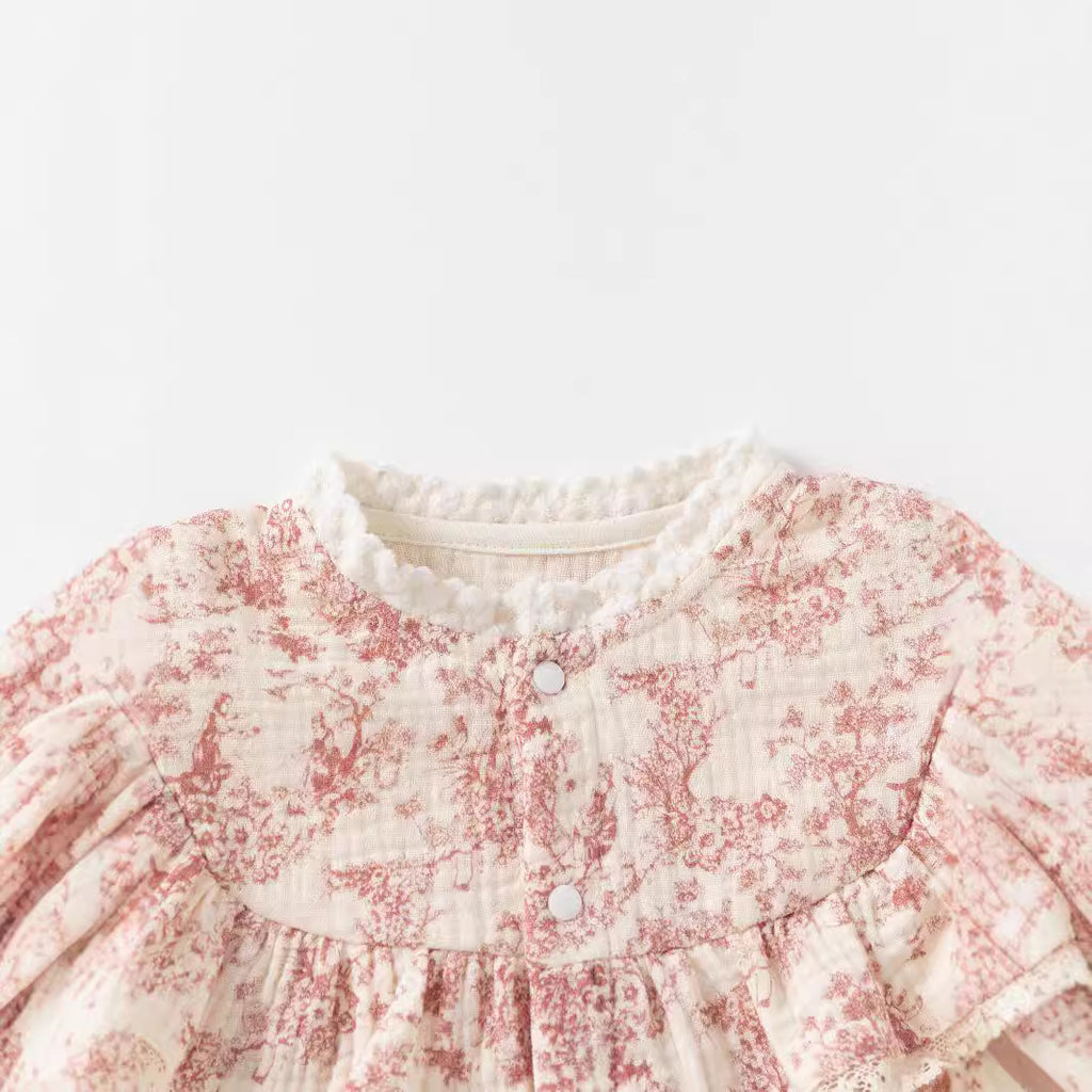 Muslin Newborn Romper / Onesie (ink-painting print)