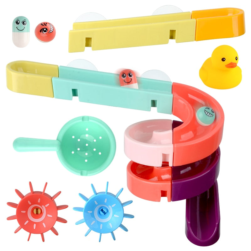 Wall Suction Marble Race Run Bath Toy Set