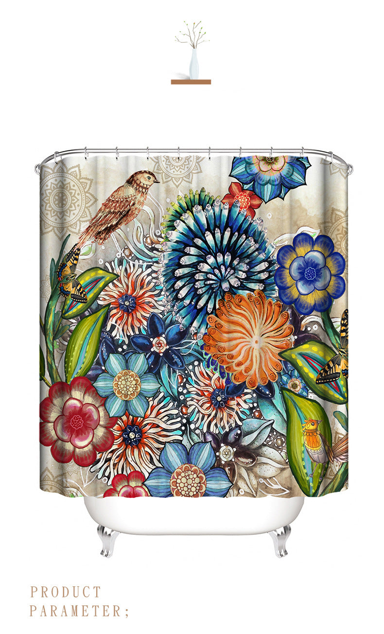 Bohemian 3D Digital Print Waterproof Shower Curtain