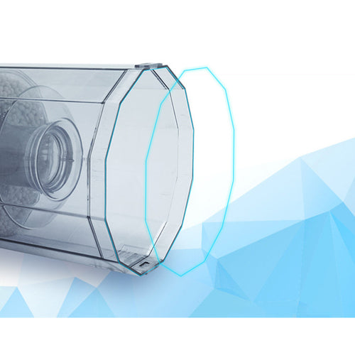 Close-up of aquarium filter canister showing bio-media chamber