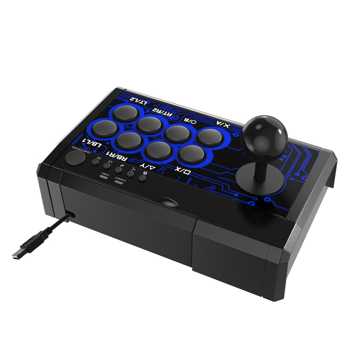 USB arcade fight stick joystick, angled view