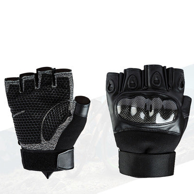 Half-finger field shooting gloves shown palm and back view