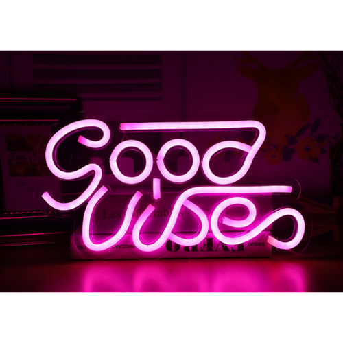 Good Vibes Neon LED Wall Sign lit