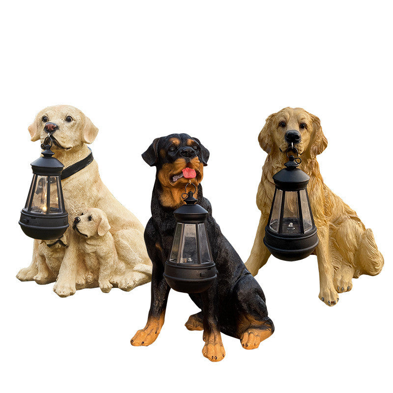 Golden Retriever Solar Lantern Statue detail