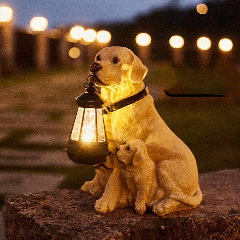 Golden Retriever Solar Lantern Statue