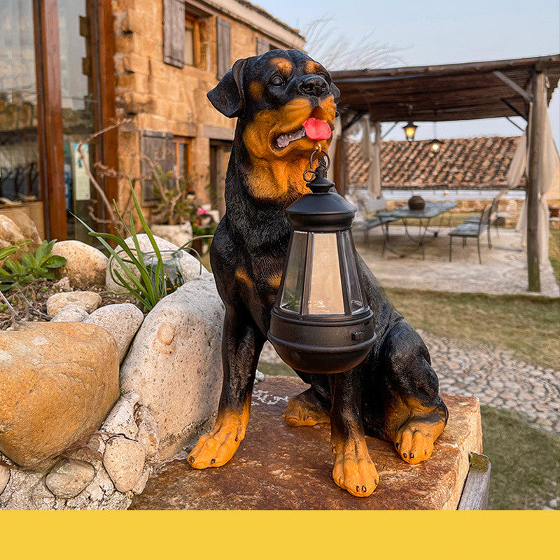 Golden Retriever Solar Lantern Statue detail