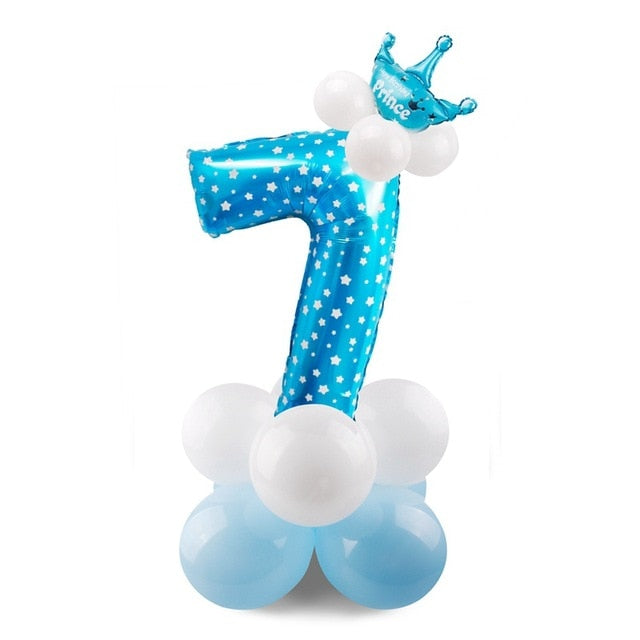 Number Balloon 1st Birthday Set (Blue/Pink; 17pc)