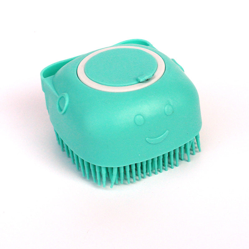 Silicone dog bath massage brush, teal color