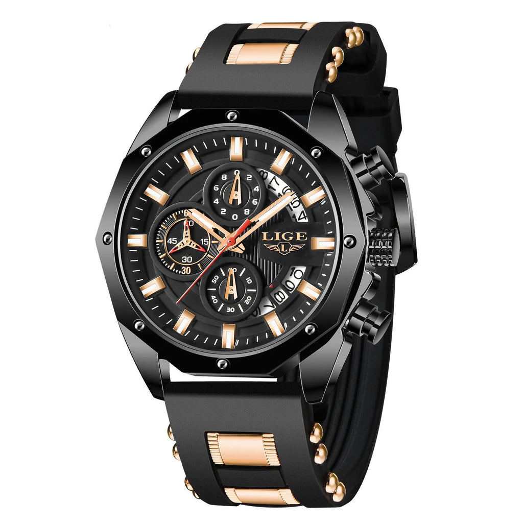Chronograph Sport Watch black and rose gold detail