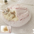 Plush round calming cat bed