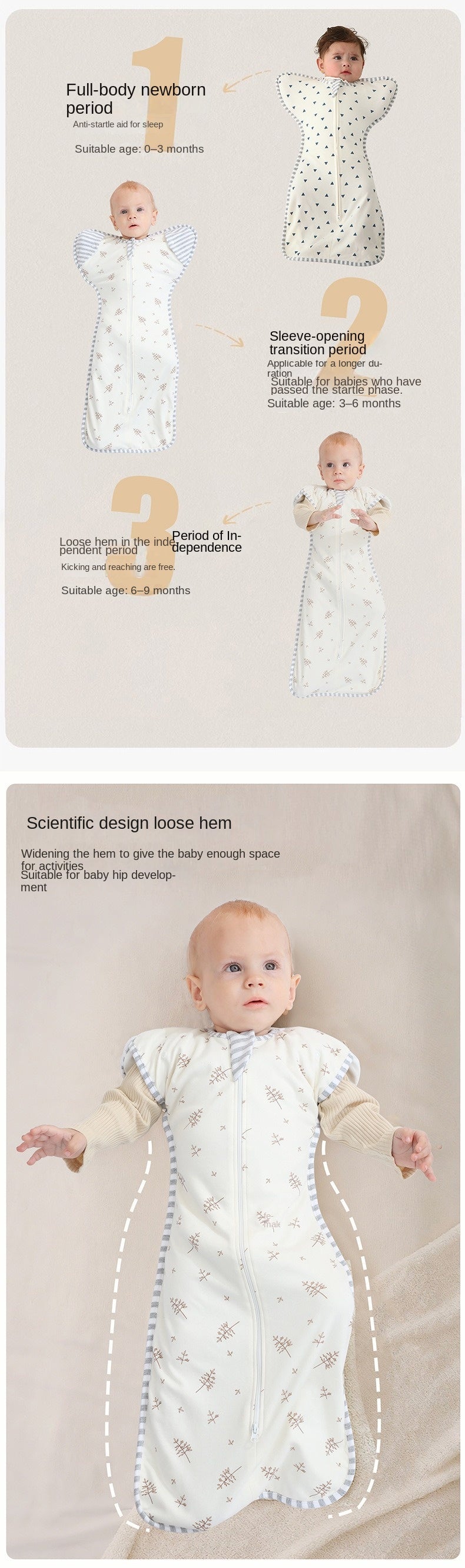 Cotton Baby Sleep Sack Anti-Startle