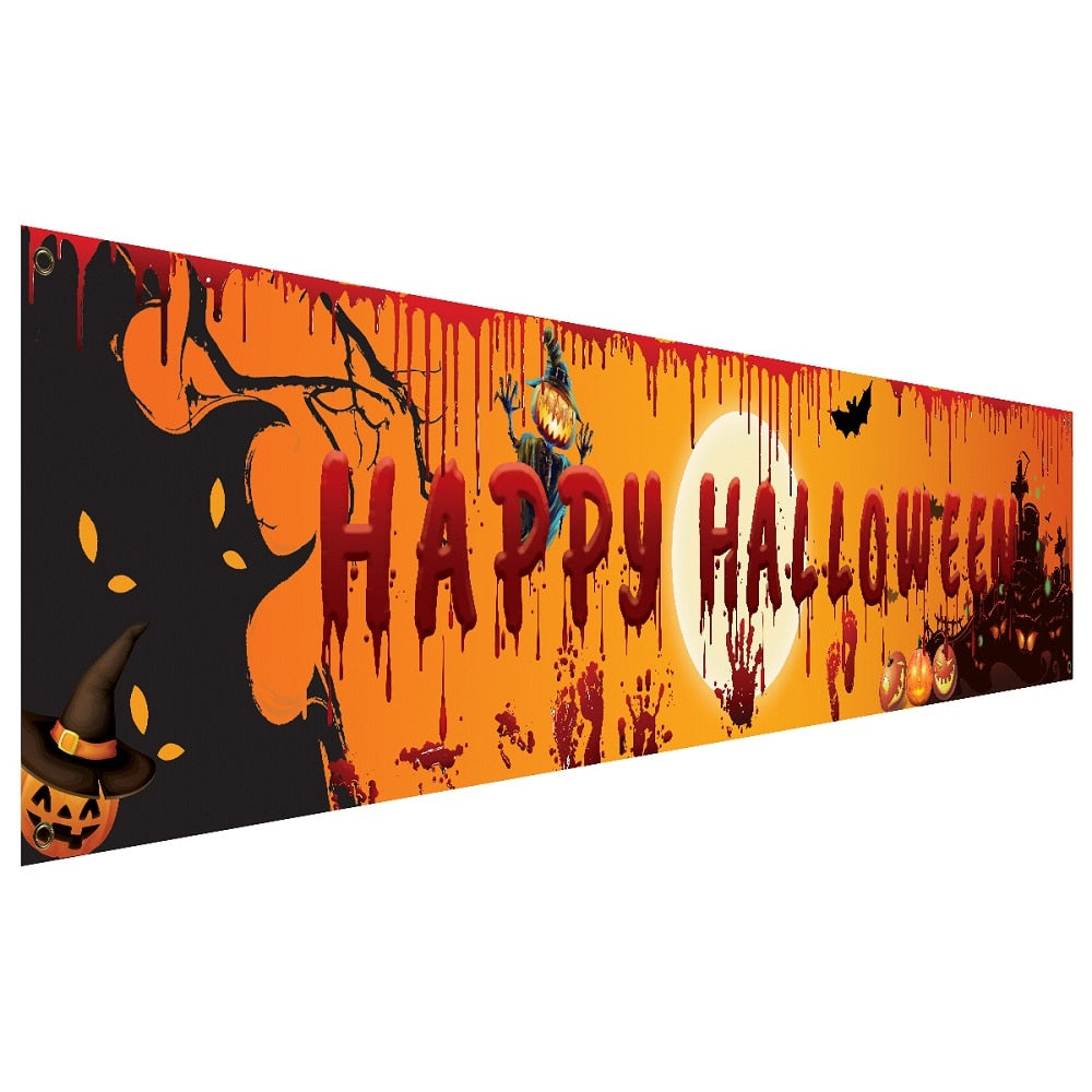 250x48cm Halloween Bloody Bat/Pumpkin Backdrop Banner