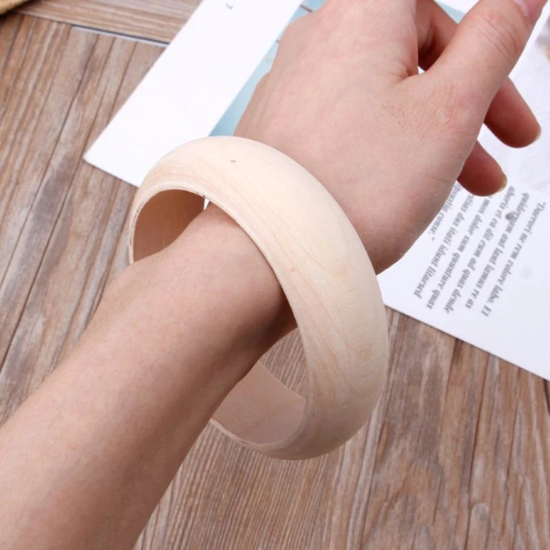 6pc Unfinished Wood Bangle Bracelets