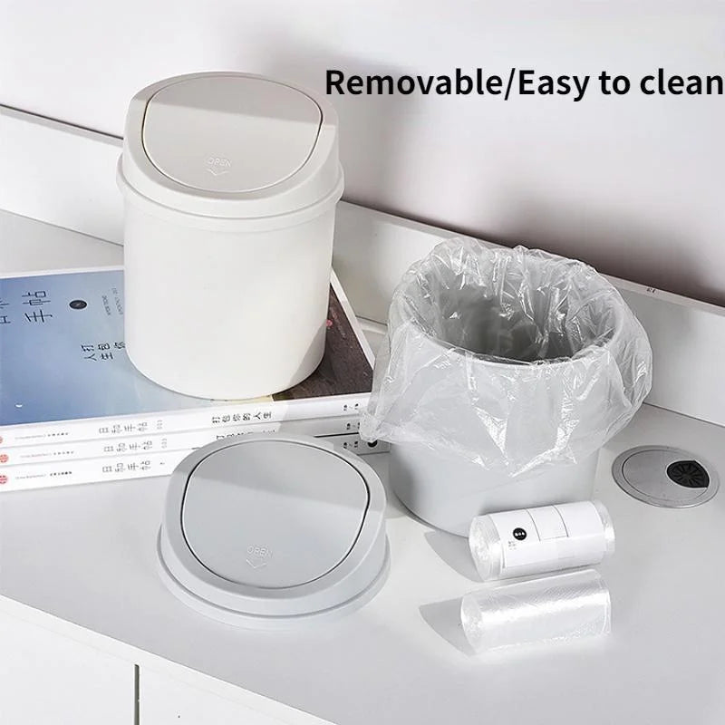 Minimalist Plastic Desktop Trash Can w/ Lid