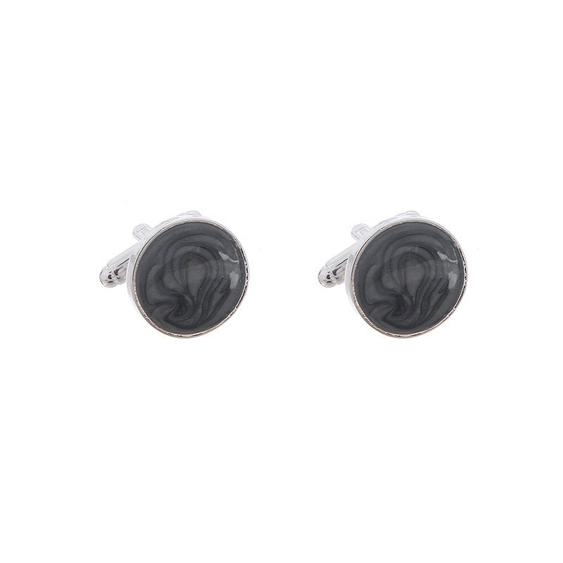 Round lacquer-inlay cufflinks, pair