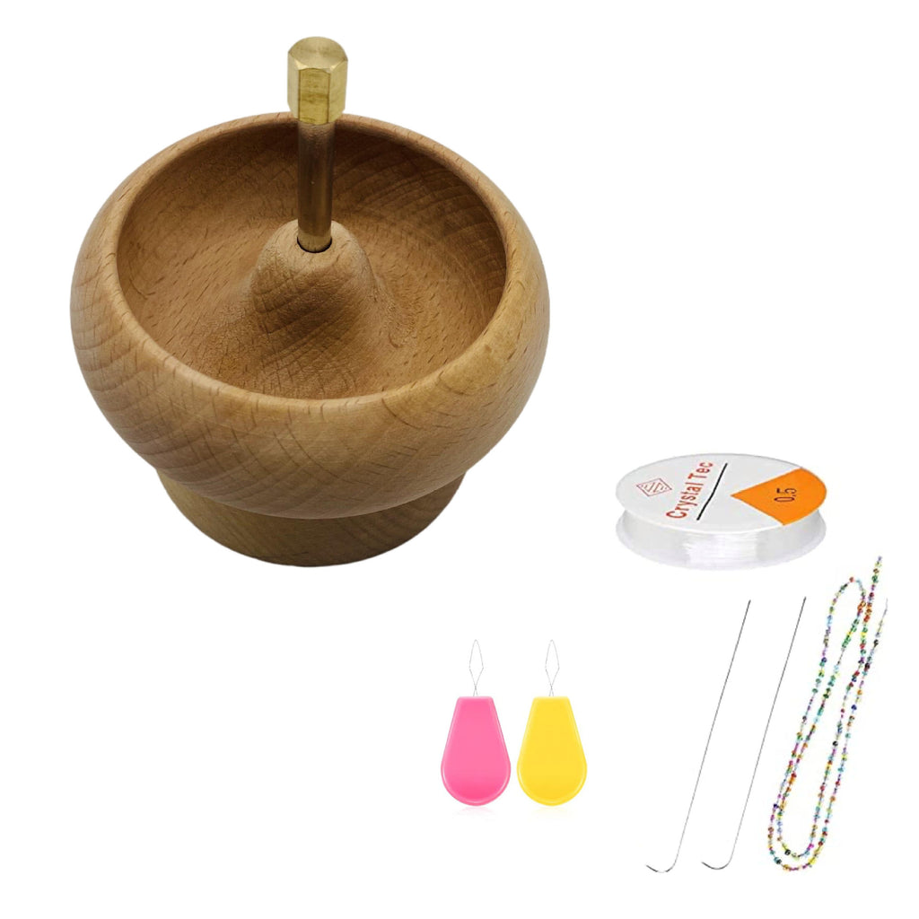 Wooden Bead Stringing Spinning Bowl Tool