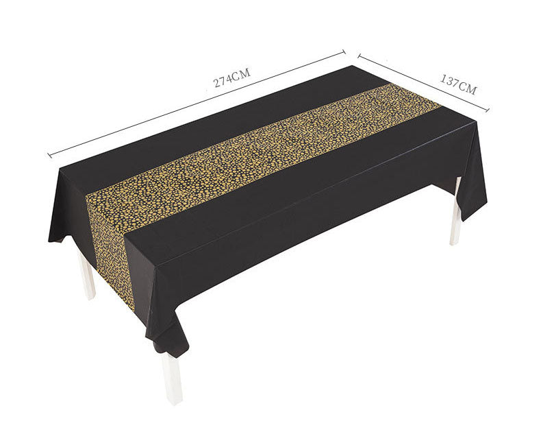 Black/Gold Dot Disposable PEVA Tablecloth