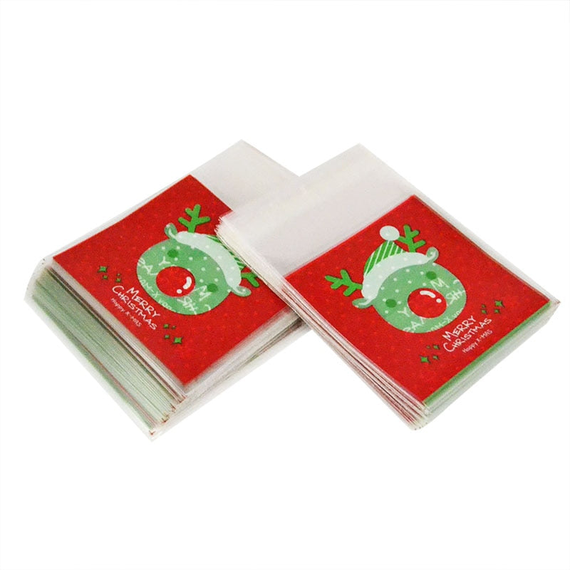 100pcs Cookie/Treat Favor Bags (Holiday Print)