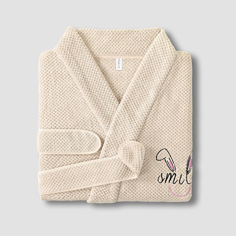 Coral Fleece Waffle Bathrobe (hotel style)