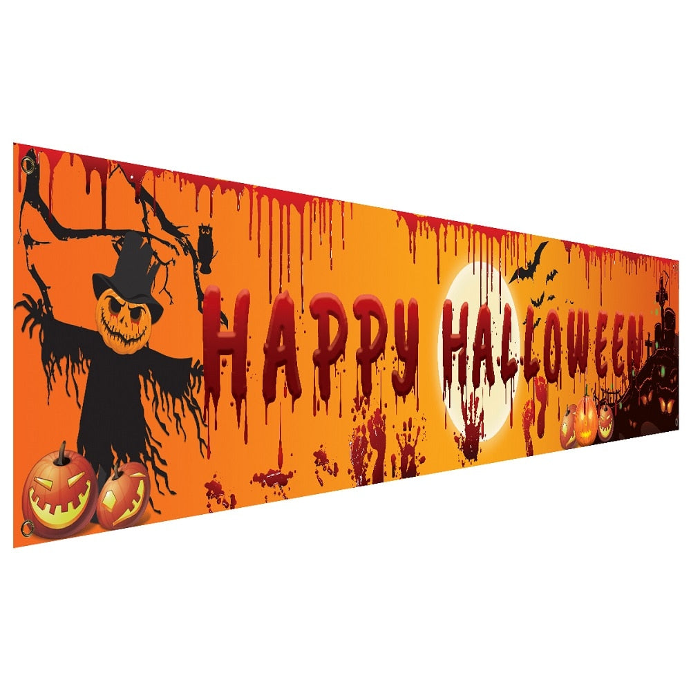 250x48cm Halloween Bloody Bat/Pumpkin Backdrop Banner