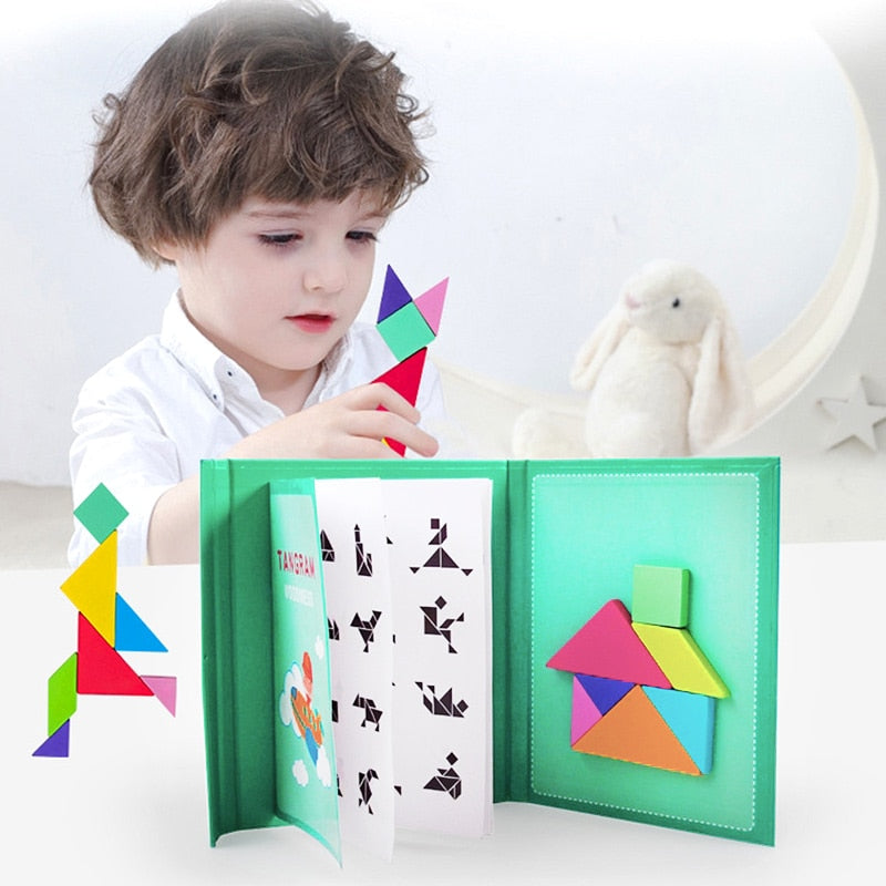 Magnetic Tangram Puzzle Book (wooden educational)