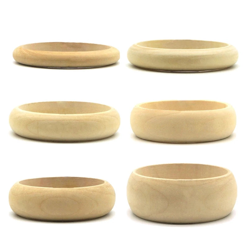 6pc Unfinished Wood Bangle Bracelets