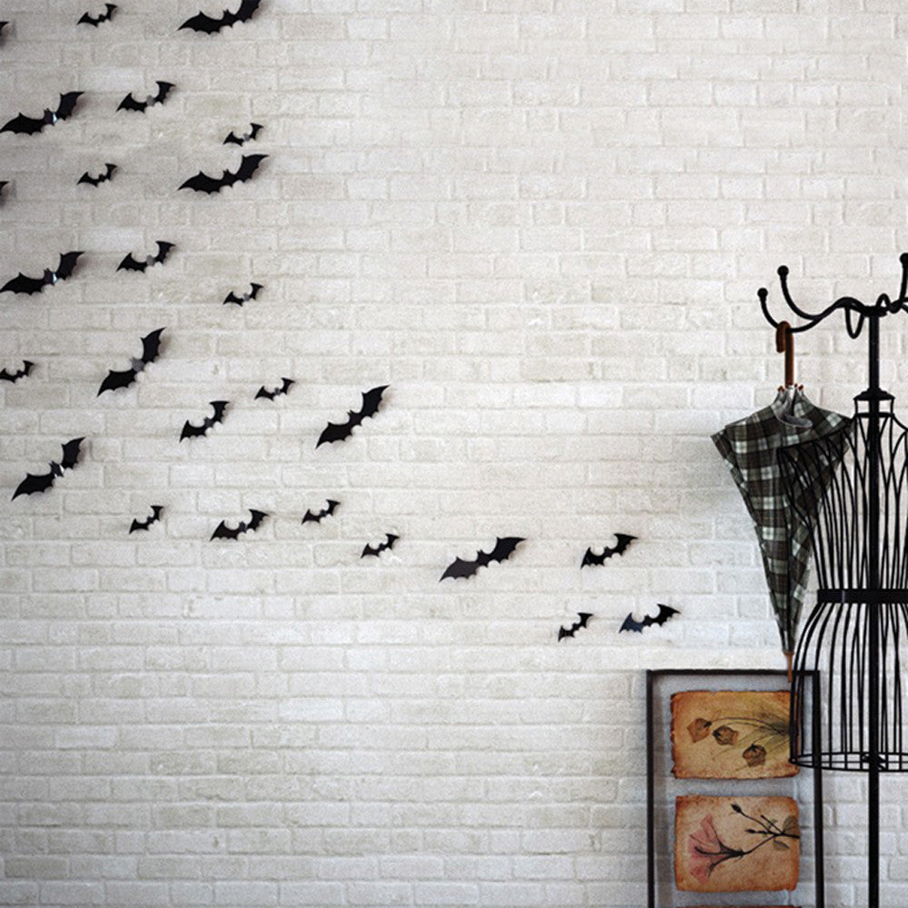 12-Piece 3D Bat Wall Decals - Halloween Decoration