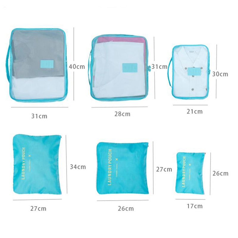 6pcs Packing Cubes Organizer; Double Zipper; Waterproof
