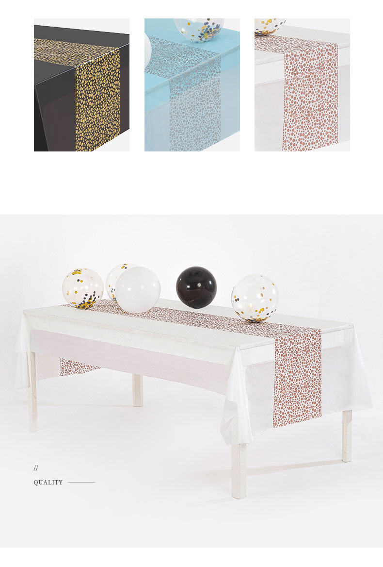 Black/Gold Dot Disposable PEVA Tablecloth
