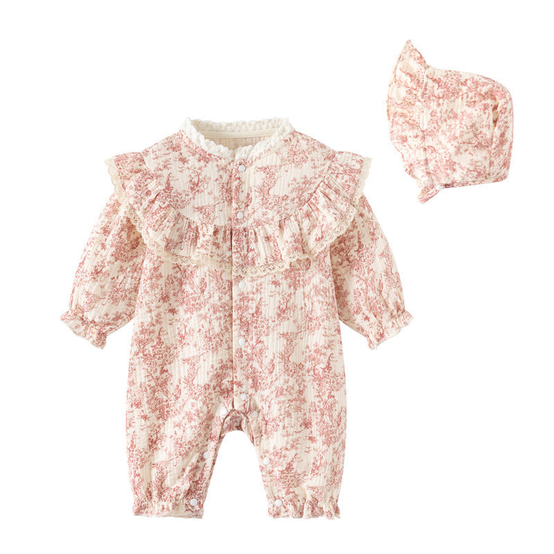 Muslin Newborn Romper / Onesie (ink-painting print)