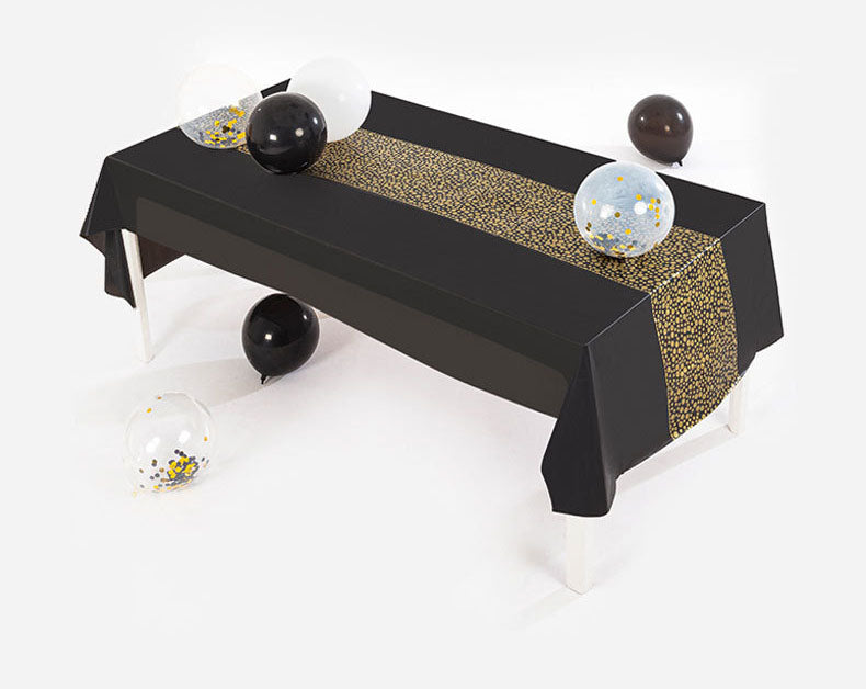 Black/Gold Dot Disposable PEVA Tablecloth