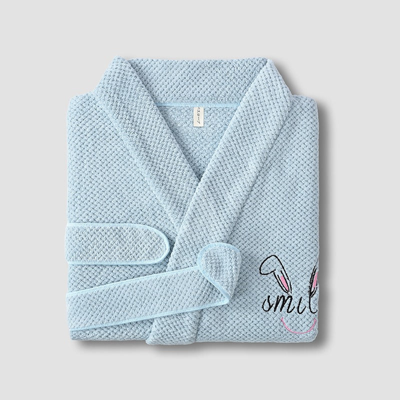 Coral Fleece Waffle Bathrobe (hotel style)