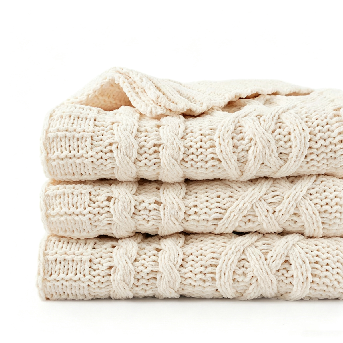 Oatmeal Cable Knit Throw 130x170cm