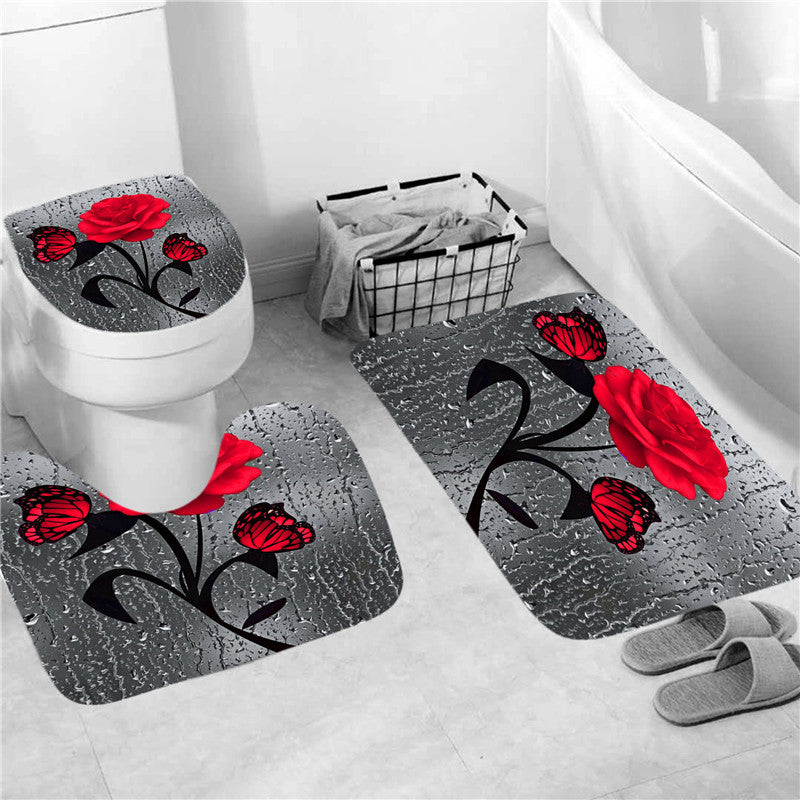 HD Digital Print Waterproof Flower Shower Curtain