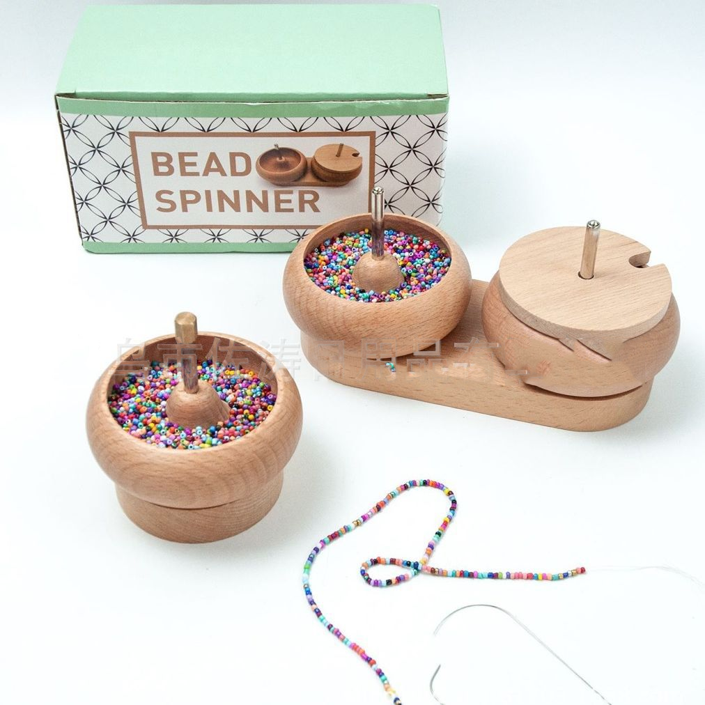 Wooden Bead Stringing Spinning Bowl Tool