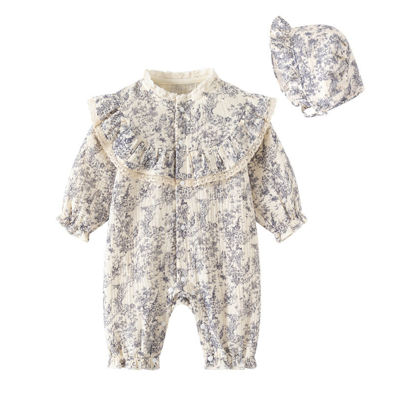 Muslin Newborn Romper / Onesie (ink-painting print)