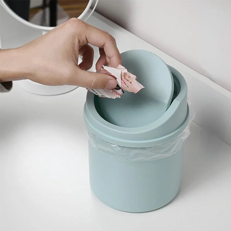 Minimalist Plastic Desktop Trash Can w/ Lid