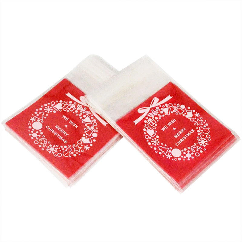 100pcs Cookie/Treat Favor Bags (Holiday Print)