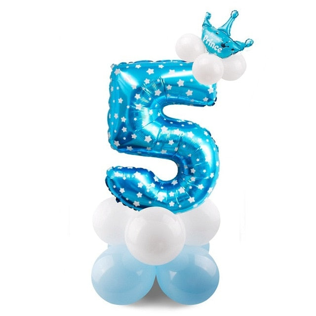 Number Balloon 1st Birthday Set (Blue/Pink; 17pc)
