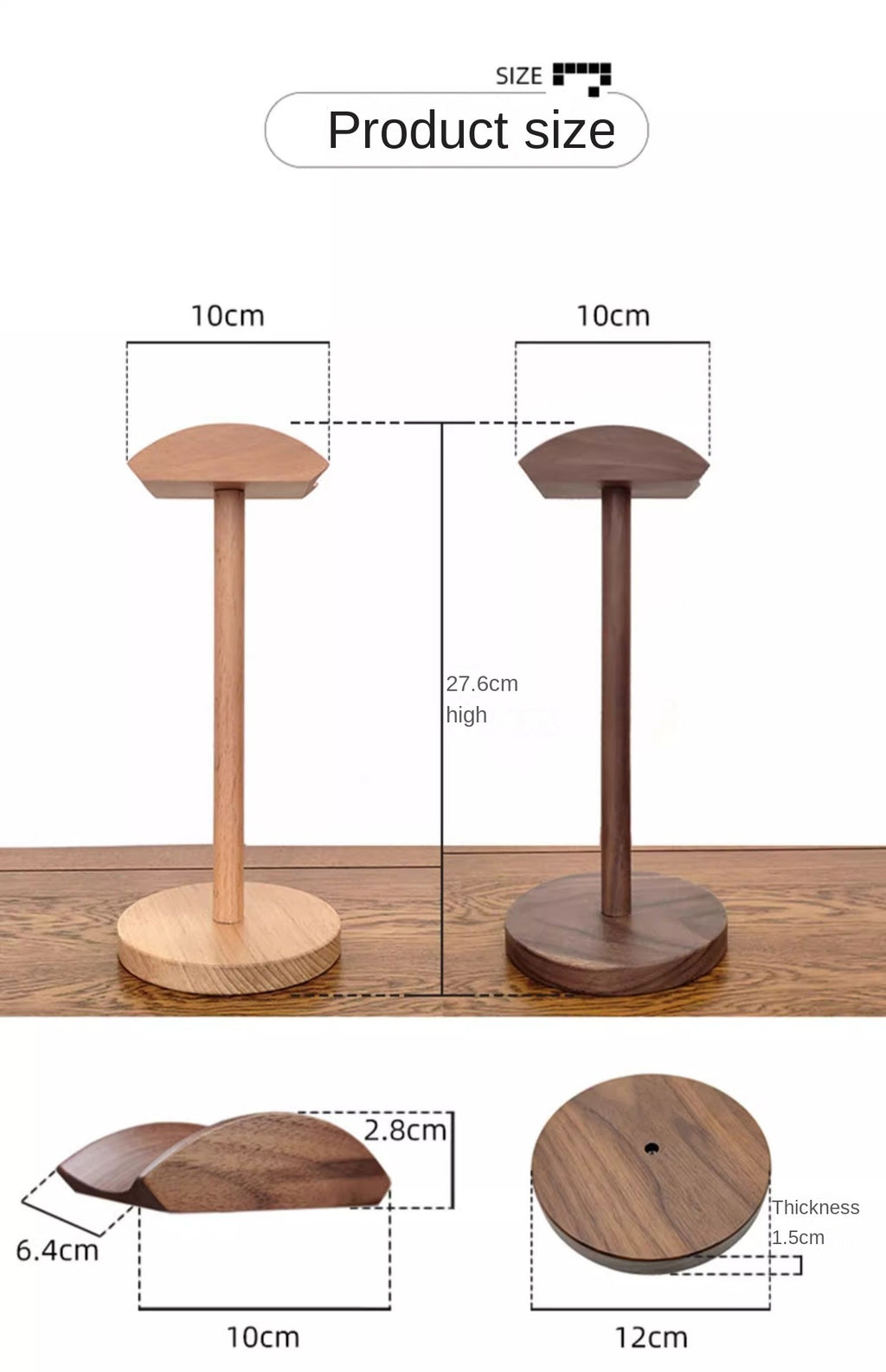 Wooden Headset Stand Desktop Earphone Rack
