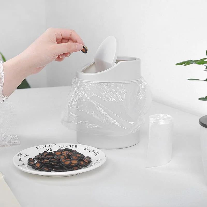 Minimalist Plastic Desktop Trash Can w/ Lid