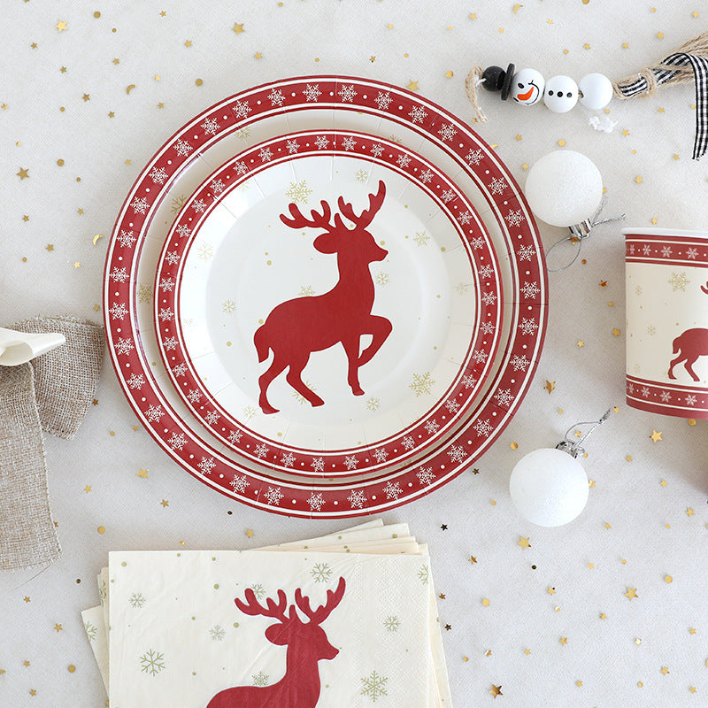 Christmas Elk Disposable Plate/Cup/Tissue Set