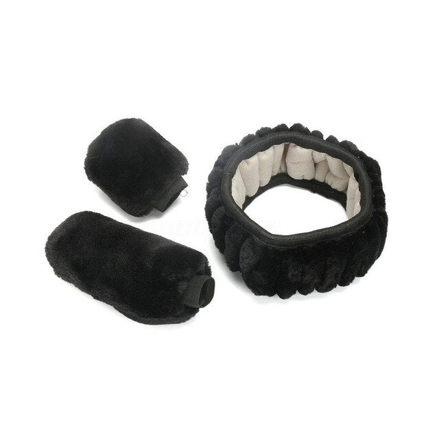 Universal Plush Steering Wheel Cover + Hand Brake/Gear