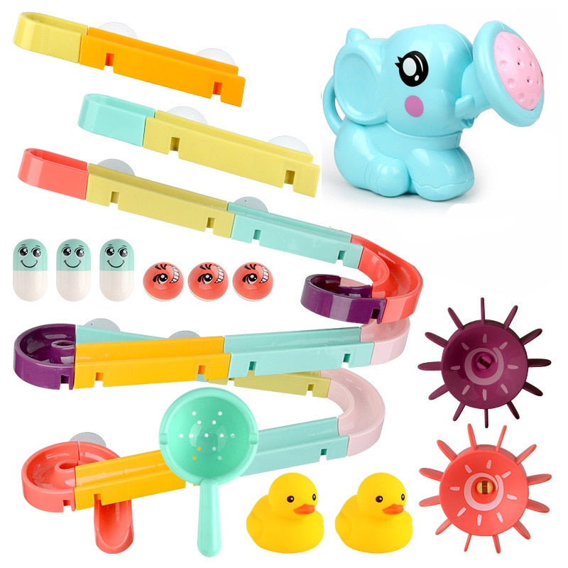 Wall Suction Marble Race Run Bath Toy Set