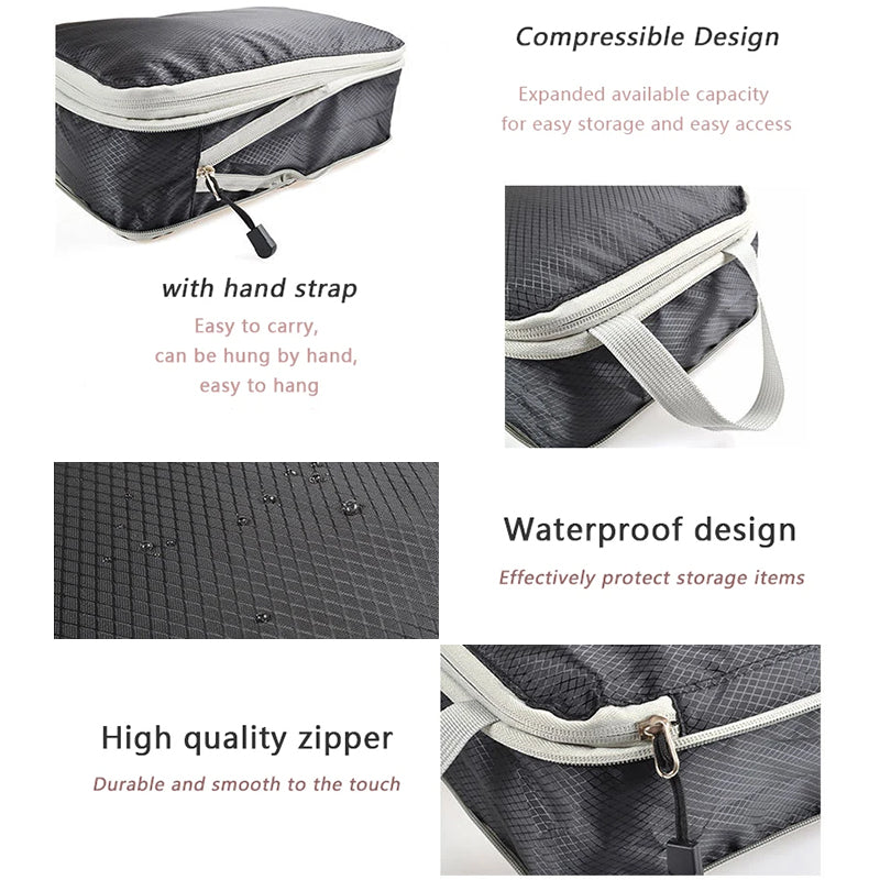 Travel Compression Packing Cubes; Ultralight Expandable