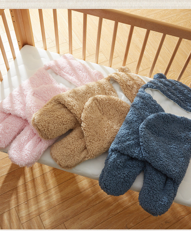 Infant Lamb Velvet Swaddle Blanket Anti-Startle