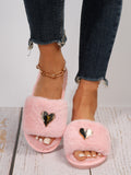 Cross Warm Fluffy Furry Slippers - Women's Open Toe Non-Slip Home Shoes